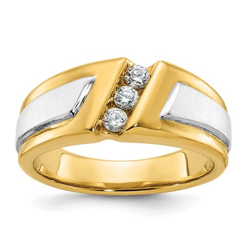 14k-two-tone-ibgoodman-mens-polished-and-satin-3-stone-ring-mounting-SolomonJeweler-Wichita-KS-CustomJewelry