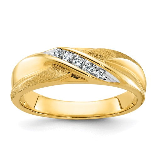 14k white gold men's polished satin diamond ring with AA diamonds, featuring a sleek design and fine craftsmanship.