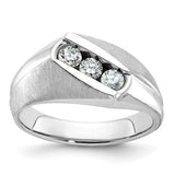 14k white gold men's diamond ring with polished and satin finish, featuring sparkling diamonds from Solomon Jewelers.