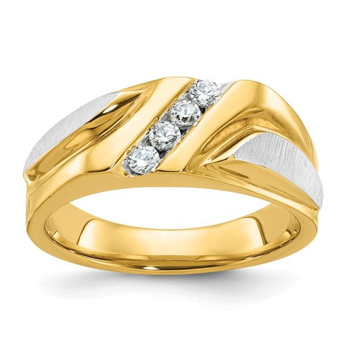 14ktt-ibgoodman-mens-polished-satin-grooved-4-stone-ring-mounting-SolomonJeweler-Wichita-KS-CustomJewelry