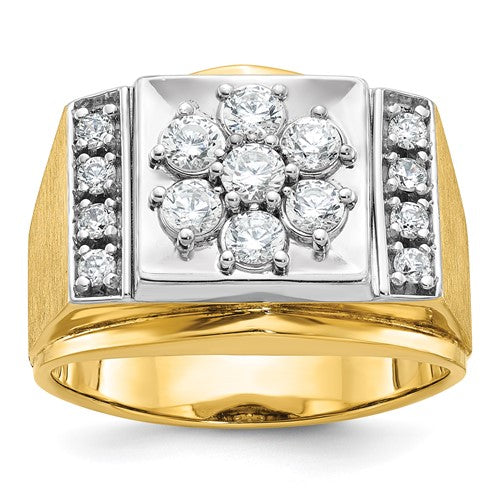14k-two-tone-ibgoodman-mens-polished-and-satin-cluster-ring-mounting-SolomonJeweler-Wichita-KS-CustomJewelry