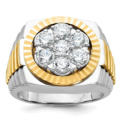 14ktt-ibgoodman-mens-polished-satin-d-c-round-cluster-ring-mtg-SolomonJeweler-Wichita-KS-CustomJewelry