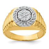 14ktt-ibgoodman-mens-polished-satin-ribbed-round-cluster-ring-mtg-SolomonJeweler-Wichita-KS-CustomJewelry