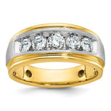 14k-two-tone-ibgoodman-mens-polished-satin-5-stone-ring-mounting-SolomonJeweler-Wichita-KS-CustomJewelry