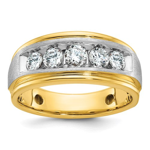 14k-two-tone-ibgoodman-mens-polished-satin-5-stone-ring-mounting-SolomonJeweler-Wichita-KS-CustomJewelry
