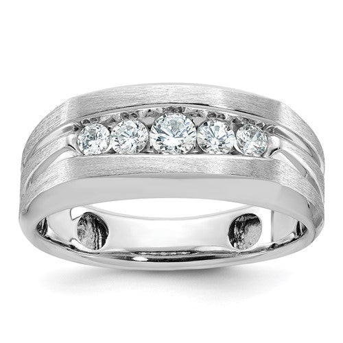 14kw-ibgoodman-mens-polished-brushed-5-stone-diamond-ring-SolomonJeweler-Wichita-KS-CustomJewelry