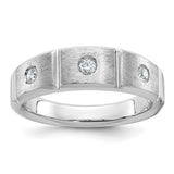 14k white gold men's 3-stone ring mounting with polished and satin finish by Solomon Jewelers, detailed view.