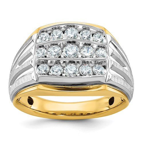 14k-two-tone-ibgoodman-mens-polish-satin-grooved-3-row-ring-mtg-SolomonJeweler-Wichita-KS-CustomJewelry