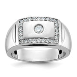 14k white gold men's diamond ring with polished finish and cut-out design, featuring sparkling diamonds from Solomon Jewelers.