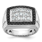 14kw Goodman men's black and white diamond cluster ring with polished and textured finish, jewelry ring from Solomon Jewelers