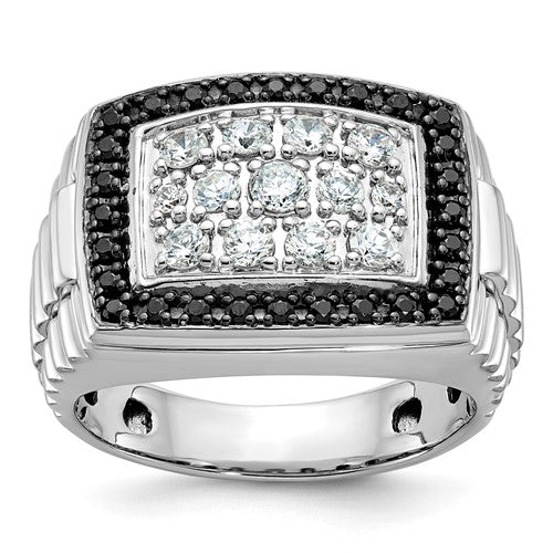 14k-white-gold-ibgoodman-mens-polished-textured-cluster-ring-mtg-SolomonJeweler-Wichita-KS-CustomJewelry