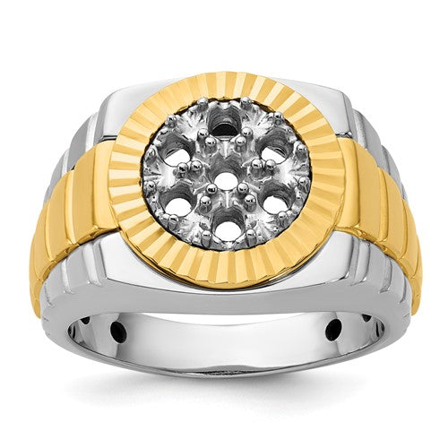 14k-two-tone-ibgoodman-mens-polished-satin-textured-ring-mounting-SolomonJeweler-Wichita-KS-CustomJewelry