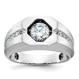 14k white gold men's diamond semi-mount ring with polished and satin finish, featuring elegant design and sparkling diamonds.