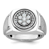 14k white gold men's diamond cluster ring with polished and satin finish from Goodman, featuring a round diamond design.