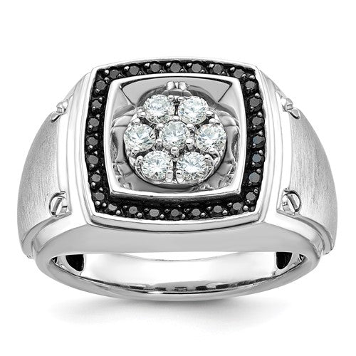 14k-white-gold-ibgoodman-mens-polished-satin-halo-cluster-ring-mtg-SolomonJeweler-Wichita-KS-CustomJewelry