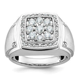 14k gold men's polished and satin diamond square cluster ring showcasing a sleek, elegant jewelry piece from Solomon Jewelers.
