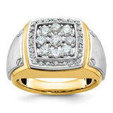 14k-two-tone-ibgoodman-mens-polished-satin-square-cluster-ring-mtg-SolomonJeweler-Wichita-KS-CustomJewelry