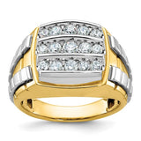 14ktt-ibgoodman-mens-polished-grooved-3-row-cluster-ring-mounting-SolomonJeweler-Wichita-KS-CustomJewelry