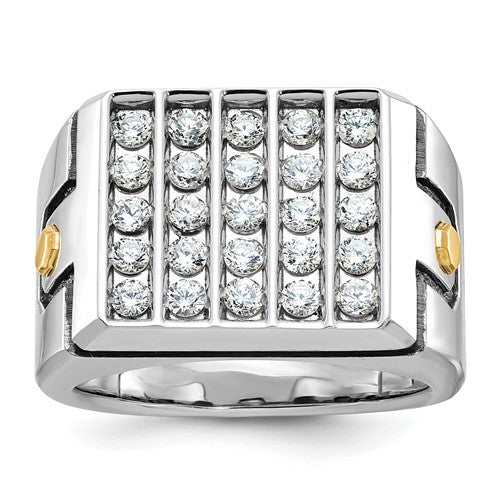14ktt-ibgoodman-mens-polished-grooved-5-row-cluster-ring-mtg-SolomonJeweler-Wichita-KS-CustomJewelry