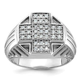 14kw Goodman men's textured and grooved diamond cross cluster ring, Solomon Jewelers jewelry, detailed design and craftsmanship.