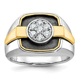 14k white gold men's satin diamond cluster ring with black rhodium accents from Solomon Jewelers.