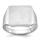 14k white gold men's square signet ring with 16x16mm face, featuring a polished finish and classic design from Solomon Jewelers.