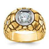 14k two-tone diamond nugget men's ring by Solomon Jewelers, showcasing gold and diamond details in a close-up jewelry image
