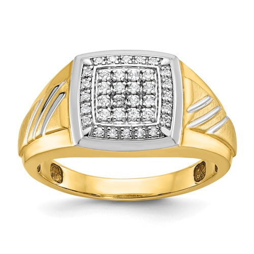 14k-ibgoodman-mens-polished-satin-grooved-square-cluster-ring-mtg-SolomonJeweler-Wichita-KS-CustomJewelry