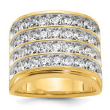 14k white rhodium men's diamond ring with polished 4-row design from Solomon Jewelers.