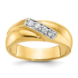 14k white gold men's diamond bypass ring with polished curved design from Solomon Jewelers.