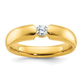 14k gold men's diamond ring from Solomon Jewelers, featuring a polished band with embedded diamonds, perfect for special occasions.