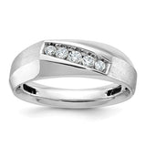 14k white gold men's diamond ring with polished and satin finish featuring five sparkling diamonds, from Solomon Jewelers.