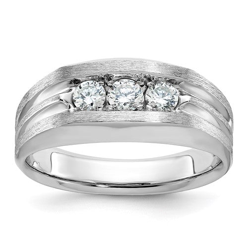 14kw-ibgoodman-mens-polished-satin-grooved-3-stone-diamond-ring-SolomonJeweler-Wichita-KS-CustomJewelry