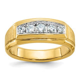 14k white gold men's diamond ring with polished and satin finish featuring five sparkling diamonds, from Solomon Jewelers.