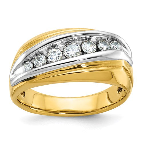 14ktt-ibgoodman-mens-polished-grooved-graduated-7-stone-ring-mtg-SolomonJeweler-Wichita-KS-CustomJewelry