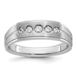 14kw-ibgoodman-mens-polished-satin-grooved-diamond-5-stone-ring-SolomonJeweler-Wichita-KS-CustomJewelry