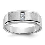 Men's polished satin and antiqued diamond ring by Solomon Jewelers, featuring a 14kw gold band with detailed craftsmanship.