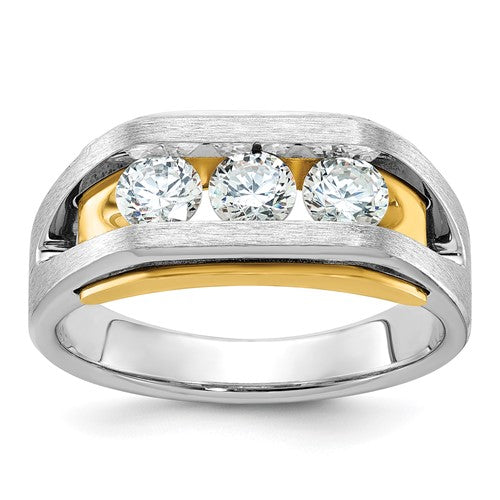 14k-two-tone-ibgoodman-mens-polished-and-satin-3-stone-ring-mtg-SolomonJeweler-Wichita-KS-CustomJewelry
