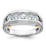 14k gold men's diamond ring with polished and satin finish, featuring five cut-out stones and a sleek design by Solomon Jewelers