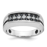 Solomon Jewelers men's satin and grooved black and white diamond ring, 14k white gold jewelry, stylish men's wedding band