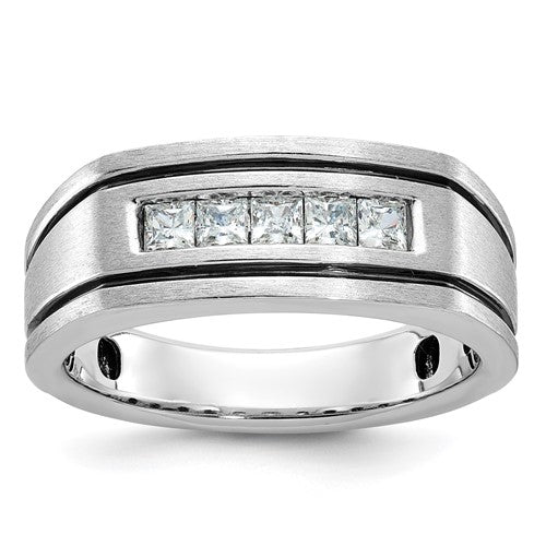 14kw-ibgoodman-mens-polished-satin-grooved-5-stone-ring-mounting-SolomonJeweler-Wichita-KS-CustomJewelry