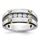 14k-two-tone-ibgoodman-mens-polished-satin-grooved-5-stone-ring-mtg-SolomonJeweler-Wichita-KS-CustomJewelry