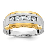 14ktt-ibgoodman-mens-polished-satin-beaded-5-stone-diamond-ring-SolomonJeweler-Wichita-KS-CustomJewelry