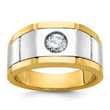 14k white gold men's diamond ring with polished, satin, and grooved finishes featuring AA-quality diamonds