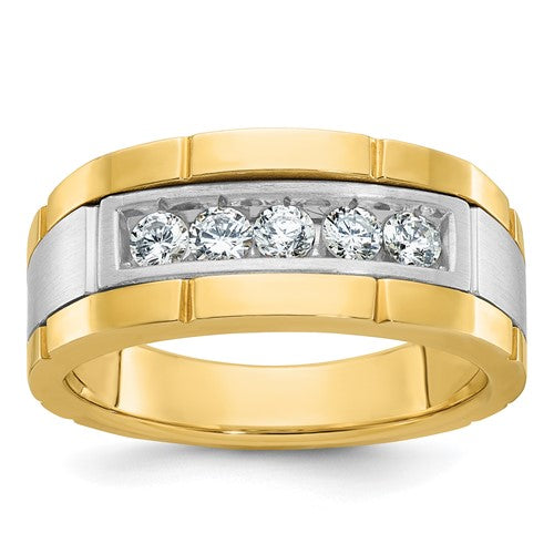 14ktt-ibgoodman-mens-polished-satin-5-stone-diamond-ring-SolomonJeweler-Wichita-KS-CustomJewelry