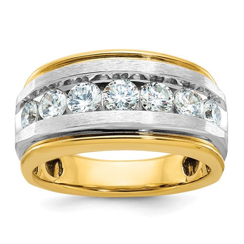 14k-ibgoodman-mens-polished-satin-and-grooved-7-stone-ring-mtg-SolomonJeweler-Wichita-KS-CustomJewelry