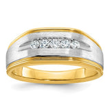 14k white gold men's diamond ring with polished, satin, and grooved finishes from Solomon Jewelers, featuring a stylish design.
