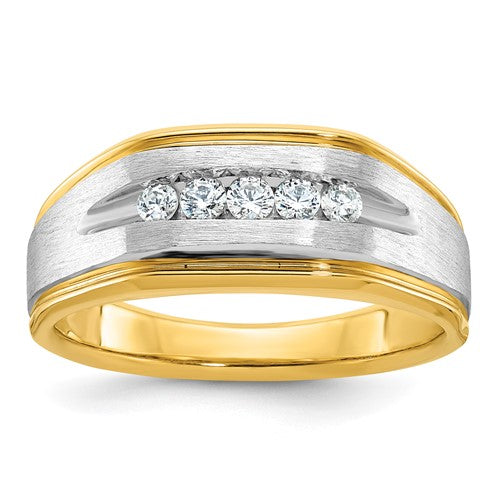 14k-ibgoodman-mens-polished-satin-and-grooved-5-stone-ring-mounting-SolomonJeweler-Wichita-KS-CustomJewelry