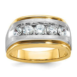 14ktt-ibgoodman-mens-polished-satin-and-grooved-5-stone-ring-mtg-SolomonJeweler-Wichita-KS-CustomJewelry