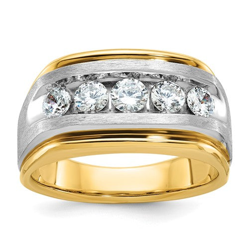 14ktt-ibgoodman-mens-polished-satin-and-grooved-5-stone-ring-mtg-SolomonJeweler-Wichita-KS-CustomJewelry
